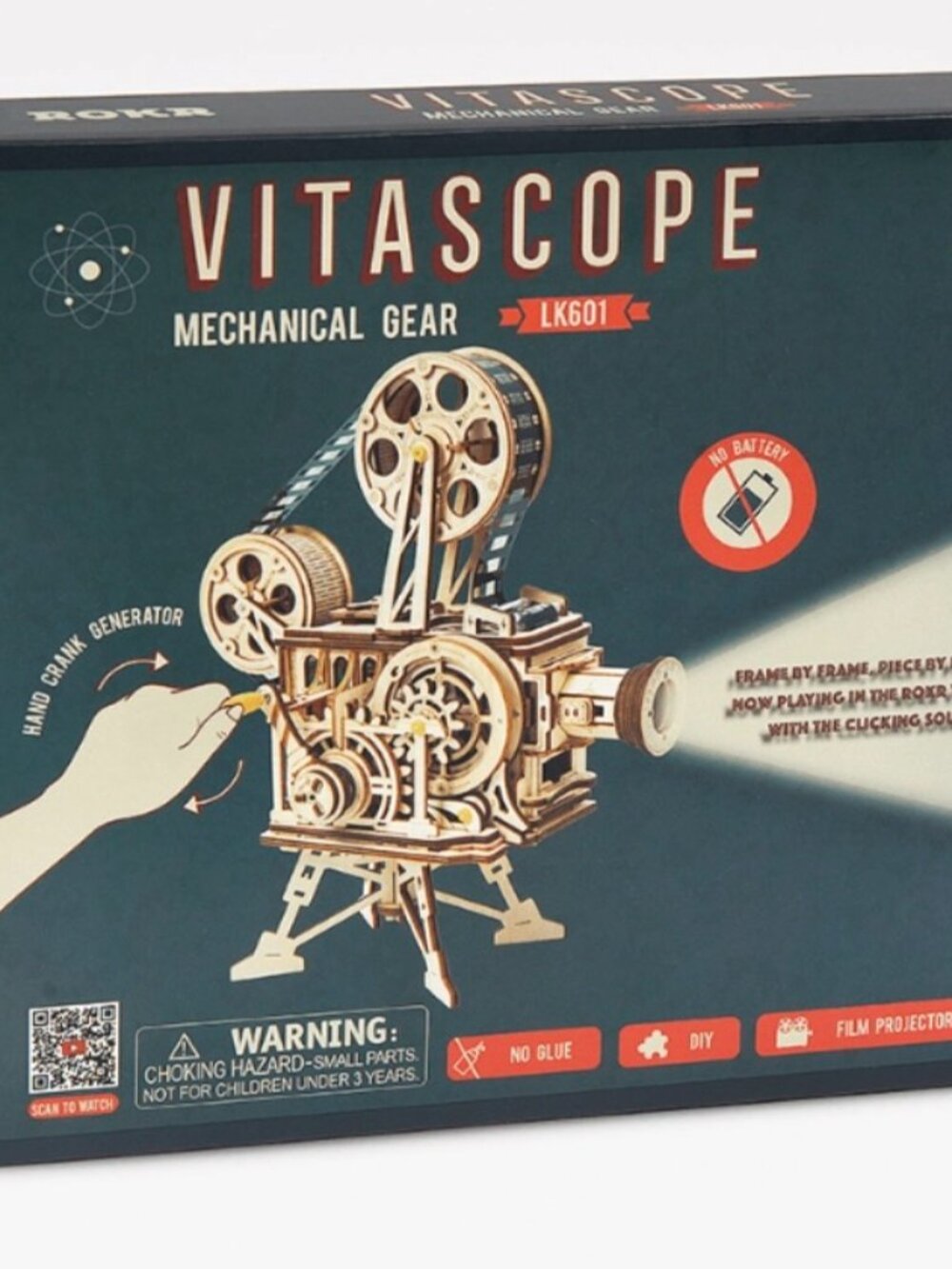 ROKR Vitascope 3D Wooden Puzzle Kit — Vintage Film Projector Model SEALED NEW